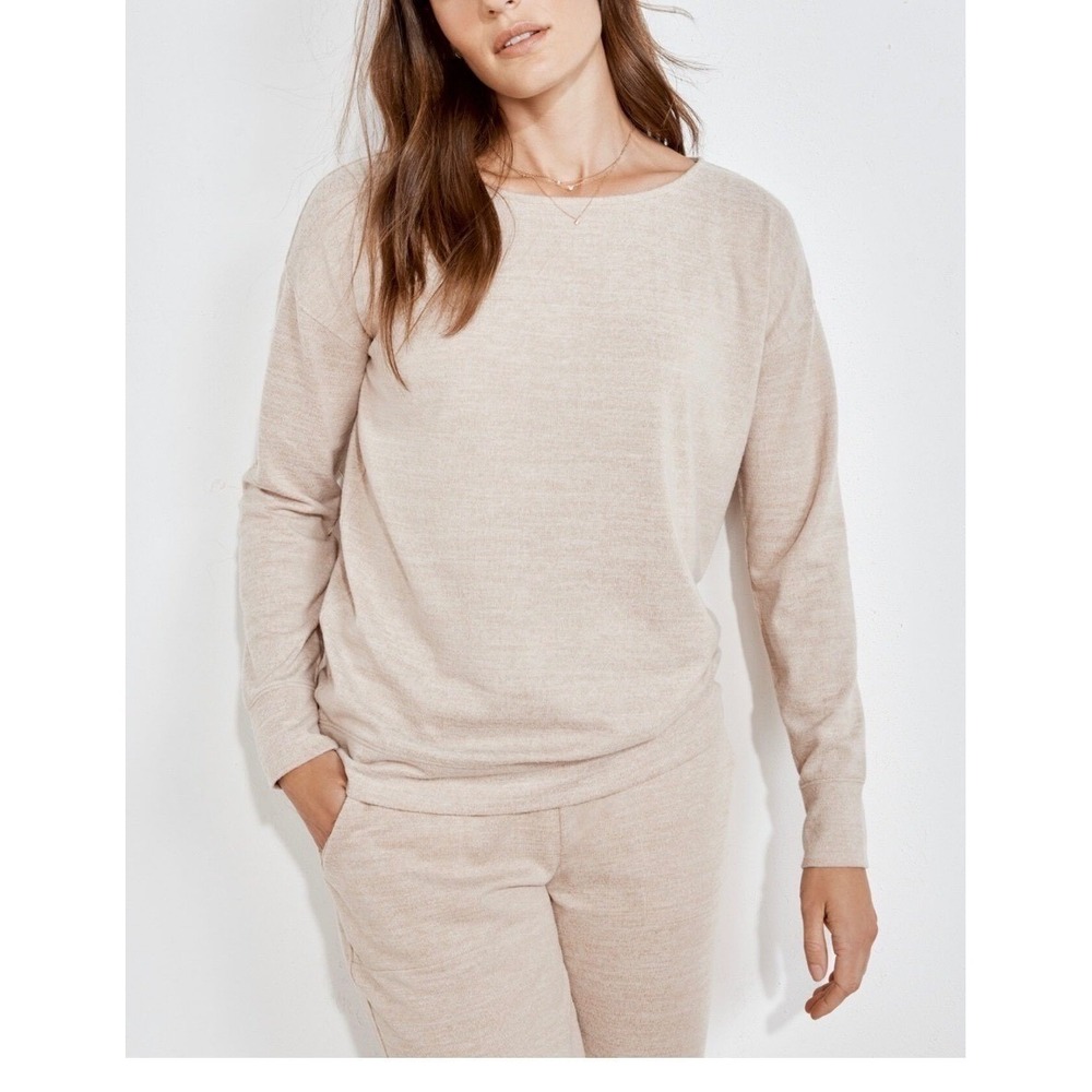 Haven Well Within NWT Marled Knit Boat Neck Top Heathered Oatmeal‎ Pullover XXL